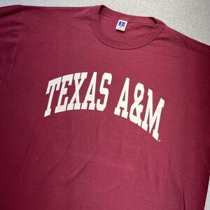 Y2K Texas A&M Aggies Shirt Mens XL Maroon Red Russell Athletic Tag Logo